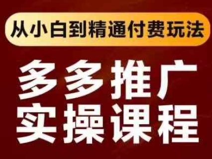 拼多多推广实操课程，从小白到精通付费玩法祝你网-副业赚钱-互联网创业-资源整合祝你网