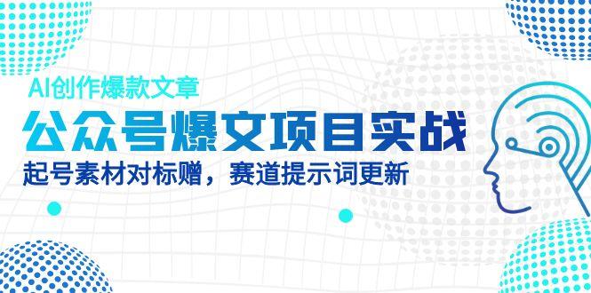 公众号爆文项目实战，AI创作爆款文章，起号素材对标赠(附赛道AI提示词祝你网-副业赚钱-互联网创业-资源整合祝你网