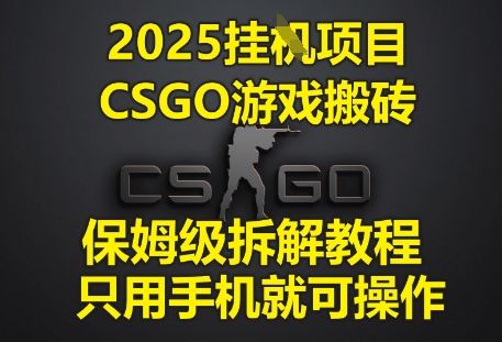 2025挂G项目，CSGO游戏搬砖，保姆级拆解教程，只用手机就可操作祝你网-副业赚钱-互联网创业-资源整合祝你网
