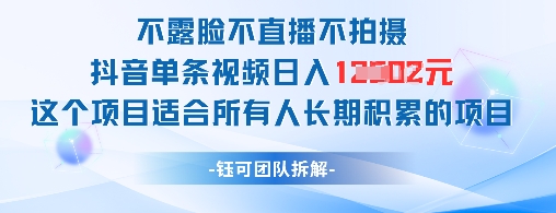不露脸不直播不拍摄抖音单条视频日入1k+这个项目适合所有人长期积累的项目祝你网-副业赚钱-互联网创业-资源整合祝你网