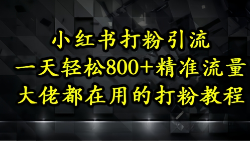 小红书打粉引流，一天轻松500+精准流量，大佬都在用的打粉教程祝你网-副业赚钱-互联网创业-资源整合祝你网