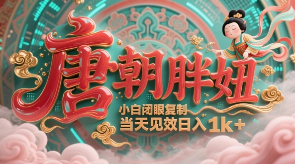 用AI克隆“唐朝胖妞”日更3条，平台疯狂推流，小白闭眼复制，当天见效，日入1k+祝你网-副业赚钱-互联网创业-资源整合祝你网