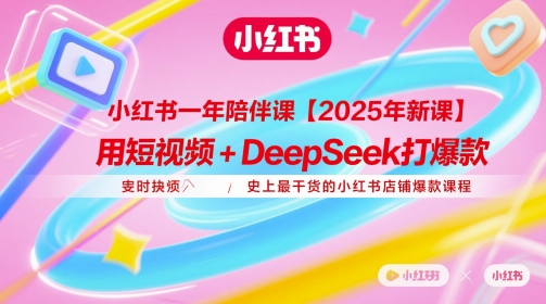 小红书一年陪伴课【2025年新课】，用短视频+deepSeek打爆款，史上最干货的小红书店铺爆款课程祝你网-副业赚钱-互联网创业-资源整合祝你网