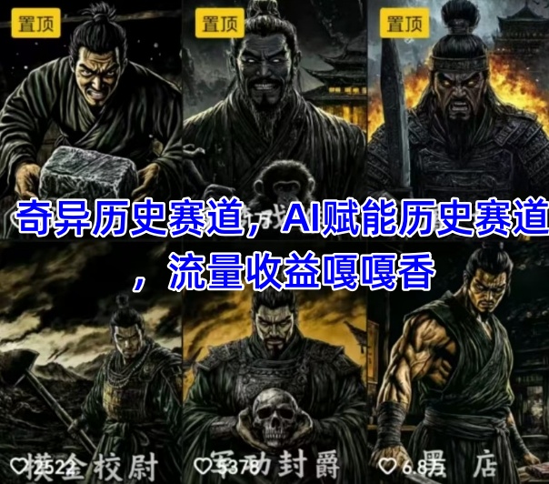 抖音奇异历史赛道，AI赋能历史赛道，流量收益嘎嘎香，狂撸伙伴计划祝你网-副业赚钱-互联网创业-资源整合祝你网