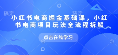 小红书电商掘金课，小红书电商项目玩法全流程拆解（更新5月）祝你网-副业赚钱-互联网创业-资源整合祝你网