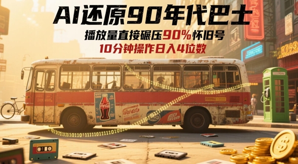 AI还原90年代巴士，一帧就让70后泪崩，播放量直接碾压90%怀旧号，每天操作十分钟，日入四位数祝你网-副业赚钱-互联网创业-资源整合祝你网