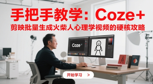 手把手教学：Coze + 剪映批量生成火柴人心理学视频的硬核攻略祝你网-副业赚钱-互联网创业-资源整合祝你网