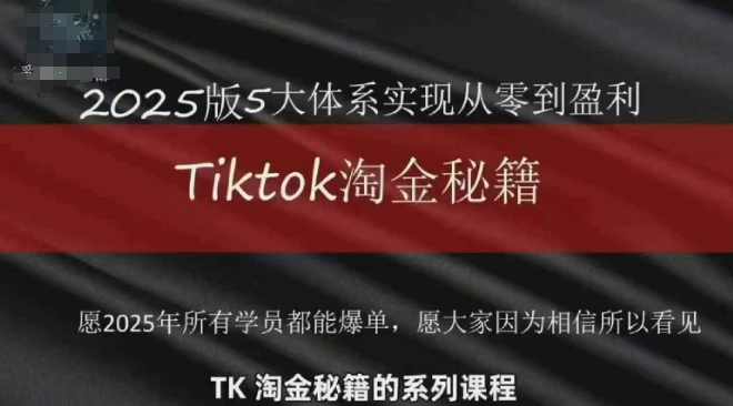 TikTok跨境2025淘金秘籍，​2025TikTok从0到盈利变现祝你网-副业赚钱-互联网创业-资源整合祝你网