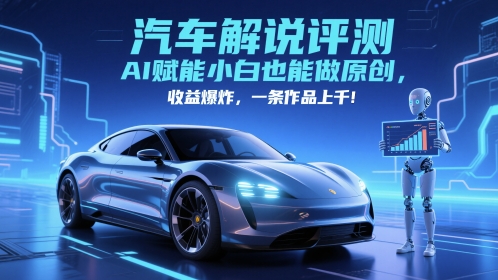 抖音汽车解说评测赛道，AI赋能小白也能做原创，收益爆炸，一条作品上千祝你网-副业赚钱-互联网创业-资源整合祝你网