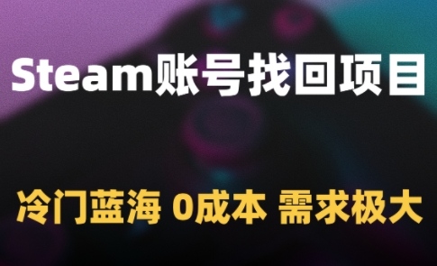 Steam账号找回项目，冷门蓝海，0成本，需求极大祝你网-副业赚钱-互联网创业-资源整合祝你网