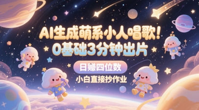 AI生成萌系小人唱歌，0基础3分钟出片，28个作品涨粉8.9W，单条最高19W赞，日入四位数，小白直接抄作业祝你网-副业赚钱-互联网创业-资源整合祝你网