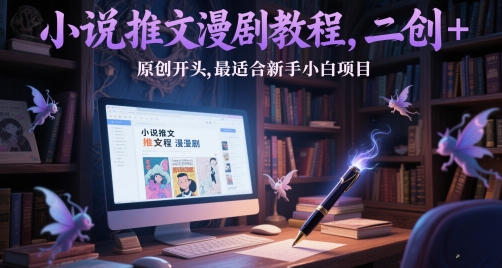 小说推文漫剧教程，二创+原创开头，最适合新手小白项目祝你网-副业赚钱-互联网创业-资源整合祝你网