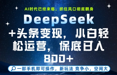 DeepSeek+头条变现，保姆级教学，小白轻松上手，日入8张+【揭秘】祝你网-副业赚钱-互联网创业-资源整合祝你网