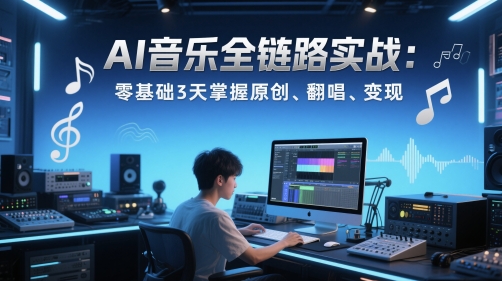 AI音乐全链路实战变现课：零基础3天掌握原创、翻唱、变现祝你网-副业赚钱-互联网创业-资源整合祝你网