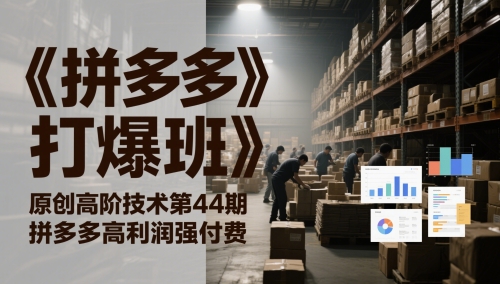 《拼多多打爆班》原创高阶技术第44期，拼多多高利润强付费祝你网-副业赚钱-互联网创业-资源整合祝你网