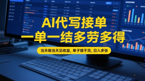 AI代写接单，一单一结多劳多得，当天做当天见收益，单子接不完，日入多张【全网最全实操课程】祝你网-副业赚钱-互联网创业-资源整合祝你网