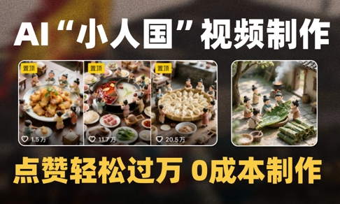 爆款1000W+播放微缩景观迷你小人国AI视频0成本制作全流程教学祝你网-副业赚钱-互联网创业-资源整合祝你网