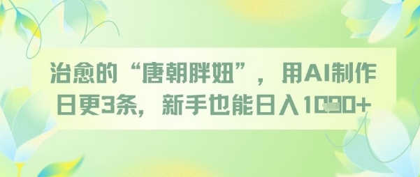 治愈的“唐朝胖妞”，用AI制作日更3条，新手也能日入多张祝你网-副业赚钱-互联网创业-资源整合祝你网