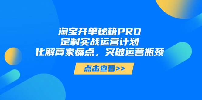 淘宝开单秘籍PRO，定制实战运营计划，化解商家痛点，突破运营瓶颈祝你网-副业赚钱-互联网创业-资源整合祝你网