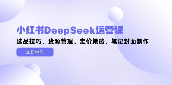 小红书DeepSeek运营课，选品技巧、货源管理、定价策略、笔记封面制作祝你网-副业赚钱-互联网创业-资源整合祝你网