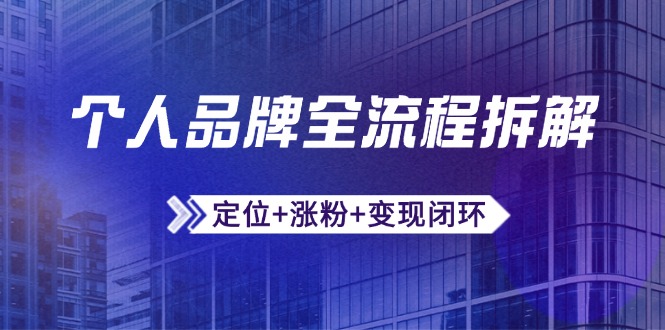 个人品牌全流程拆解：定位+涨粉+变现闭环，微信生态运营与资源整合祝你网-副业赚钱-互联网创业-资源整合祝你网