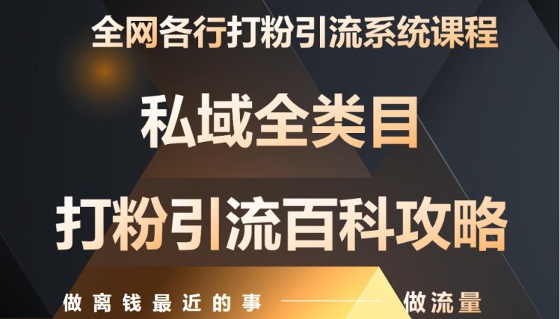 月入9万：全网唯一私域打粉引流神课，零基础手把手带你引流变现祝你网-副业赚钱-互联网创业-资源整合祝你网