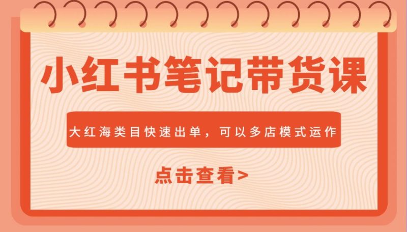 小红书笔记带货课，大红海类目快速出单，市场大，可以多店模式运作(更新)祝你网-副业赚钱-互联网创业-资源整合祝你网