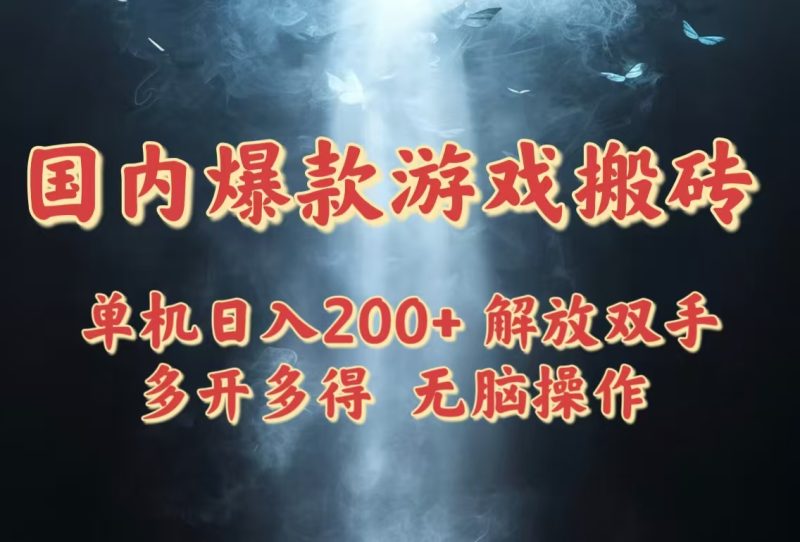 国内爆款游戏搬砖，单机日入200+，长期稳定，多开多得，无脑操作祝你网-副业赚钱-互联网创业-资源整合祝你网