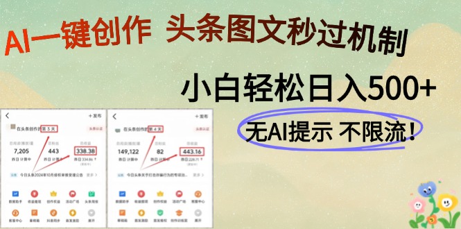 AI黑科技一键创作，头条图文轻松日入500+祝你网-副业赚钱-互联网创业-资源整合祝你网