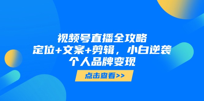 视频号直播全攻略，定位+文案+剪辑，小白逆袭个人品牌变现祝你网-副业赚钱-互联网创业-资源整合祝你网
