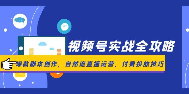 视频号实战全攻略，爆款脚本创作，自然流直播运营，付费投放技巧祝你网-副业赚钱-互联网创业-资源整合祝你网