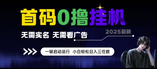 首码0撸挂G项目，无需实名无需看广告 一键启动运行，小白轻松日入三位数【揭秘】祝你网-副业赚钱-互联网创业-资源整合祝你网