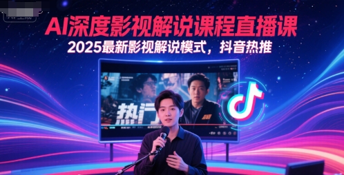 AI深度影视解说课程直播课，2025最新影视解说模式，抖音热推祝你网-副业赚钱-互联网创业-资源整合祝你网