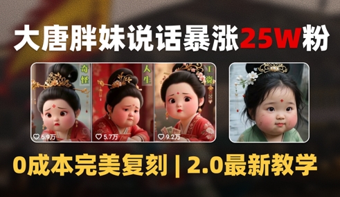 AI大唐胖贵妃说话2.0，40条视频暴涨40w粉，附独家变现攻略祝你网-副业赚钱-互联网创业-资源整合祝你网