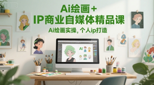 Ai绘画+IP商业自媒体精品课，Ai绘画实操，个人ip打造祝你网-副业赚钱-互联网创业-资源整合祝你网