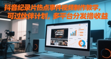 抖音纪录片热点事件视频制作教学，可过伙伴计划，多平台分发撸收益祝你网-副业赚钱-互联网创业-资源整合祝你网
