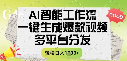 AI智能工作流，一键生成书单号爆款视频，多平台分发，每日收益多张【揭秘】祝你网-副业赚钱-互联网创业-资源整合祝你网