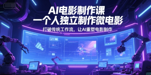 AI电影制作课，一个人独立制作微电影，打破传统工作流，让AI重塑电影制作祝你网-副业赚钱-互联网创业-资源整合祝你网