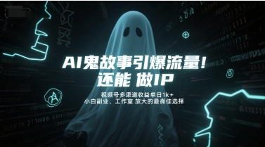 AI鬼故事引爆流量，还能做IP，视频号多渠道收益单日1k+，小白副业、工作室放大的最佳选择祝你网-副业赚钱-互联网创业-资源整合祝你网