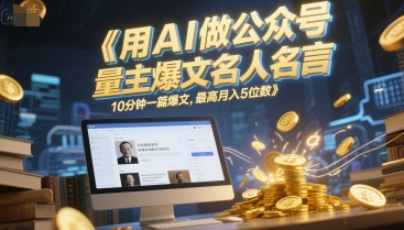 用AI做公众号流量主爆文名人名言，10分钟一篇爆文，最高月入5位数祝你网-副业赚钱-互联网创业-资源整合祝你网