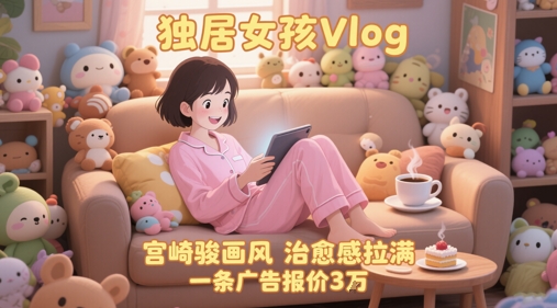 单个账号涨粉71W！用AI制作独居女孩Vlog，宫崎骏画风，治愈感拉满，一条广告报价3W祝你网-副业赚钱-互联网创业-资源整合祝你网
