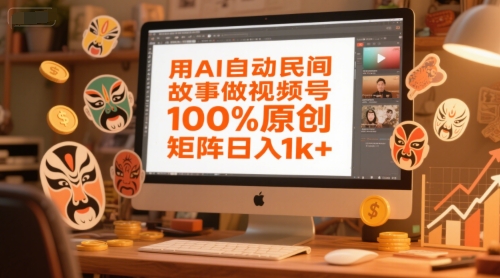 用AI自动民间故事做视频号，100%原创，矩阵日入1k+祝你网-副业赚钱-互联网创业-资源整合祝你网