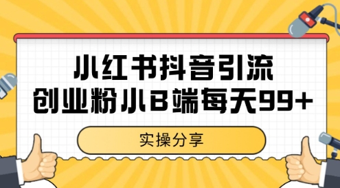 小红书抖音创业粉，小B端粉自热，日引99+的一个玩法【揭秘】祝你网-副业赚钱-互联网创业-资源整合祝你网