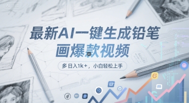 最新AI一键生成铅笔画爆款视频，多平台分发，日 入1k+，小白轻松上手【揭秘】祝你网-副业赚钱-互联网创业-资源整合祝你网