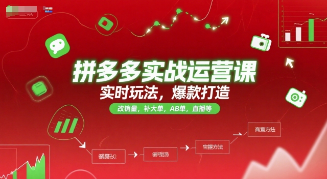 拼多多实战运营课，实时玩法，爆款打造，改销量，补大单，AB单，直播等（更新2025月）祝你网-副业赚钱-互联网创业-资源整合祝你网