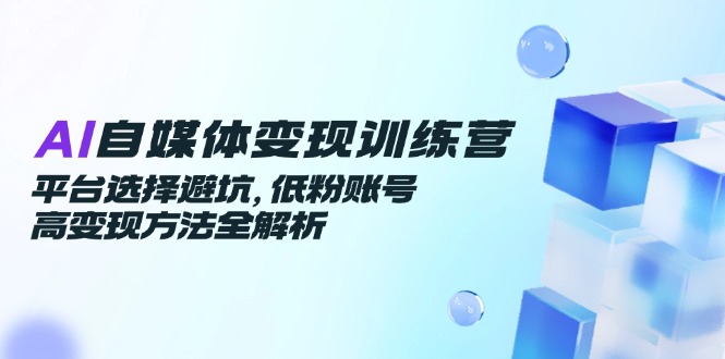 AI自媒体变现训练营，平台选择避坑，低粉账号高变现方法全解析祝你网-副业赚钱-互联网创业-资源整合祝你网