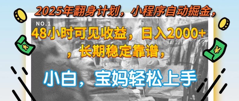 2025年翻身计划，小程序自动掘金48小时可见收益，日入2000+，长期稳定…祝你网-副业赚钱-互联网创业-资源整合祝你网