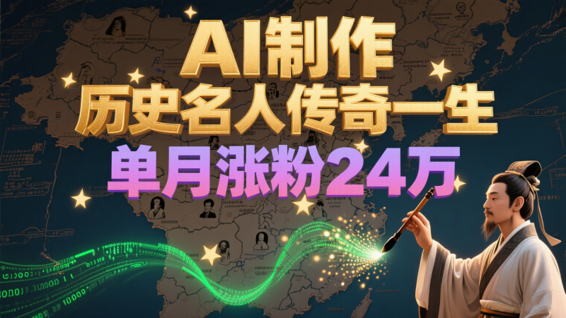 暴力起号！用AI制作历史名人传奇一生，单月涨粉24万，涨粉+变现赛道黑马来了祝你网-副业赚钱-互联网创业-资源整合祝你网