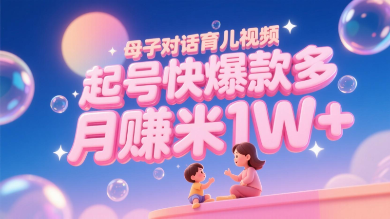 AI生成母子对话育儿类视频，起号快爆款多，小白宝妈轻松学，多渠道变现，月赚米1W+祝你网-副业赚钱-互联网创业-资源整合祝你网
