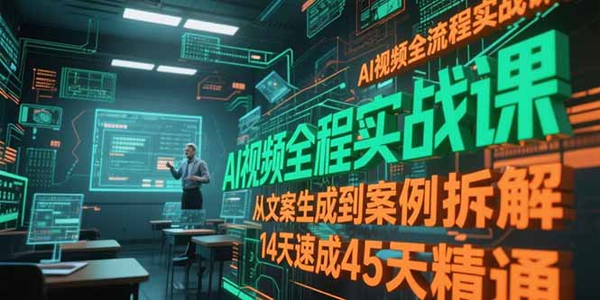 AI视频全流程实战课，从文案生成到案例拆解，14天速成45天精通祝你网-副业赚钱-互联网创业-资源整合祝你网